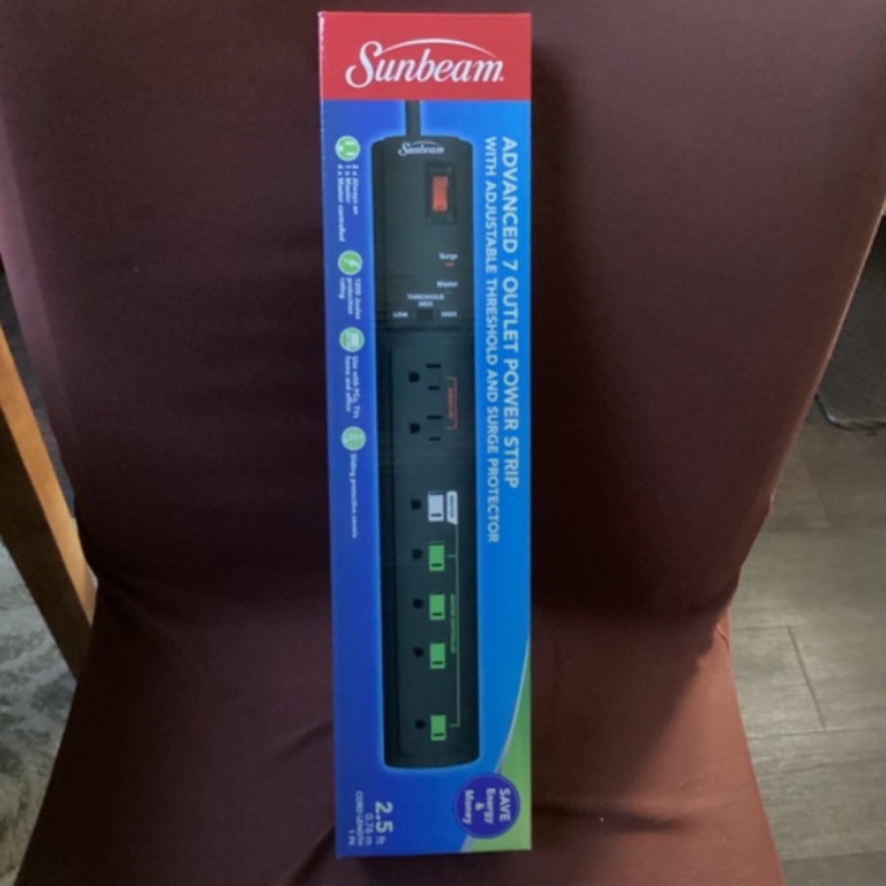 Sunbeam Advanced 7 Outlet Power Strip New In Box